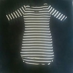Comme USA black and white striped ribbed dress